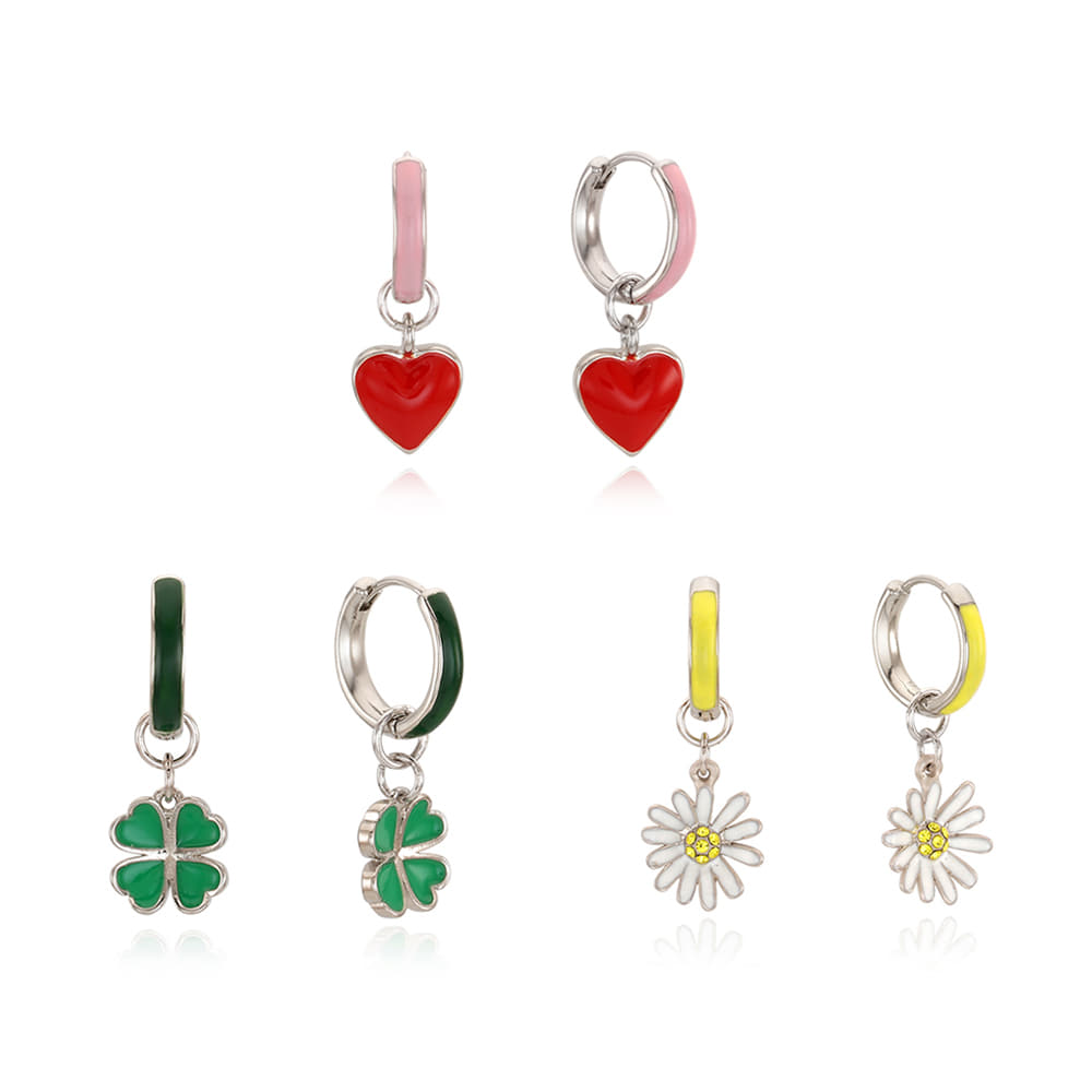[NCT 텐 ,오마이걸 유아 착용]Color Hoop Charm Drop Earring_3Color