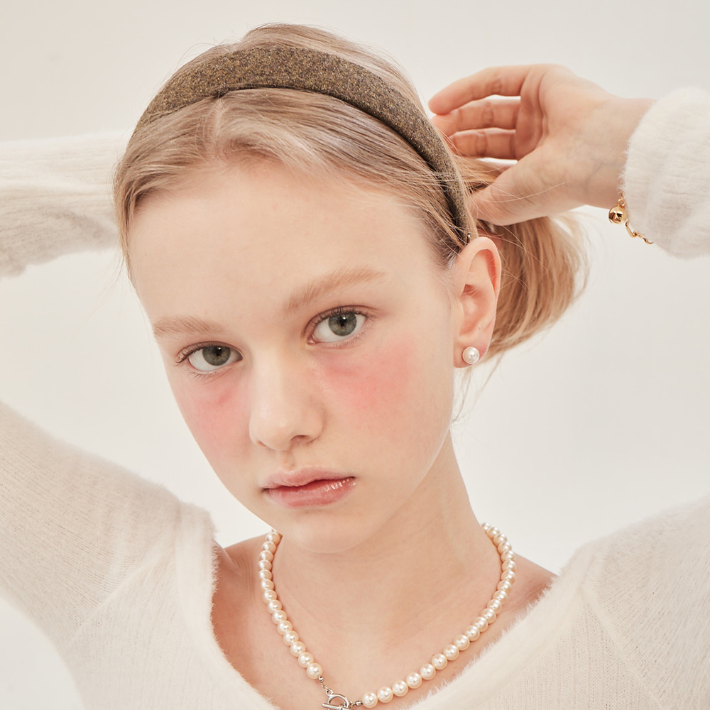 [SET]Merci Wool Hairband_3Color+Classic Pearl Earrings(8mm)