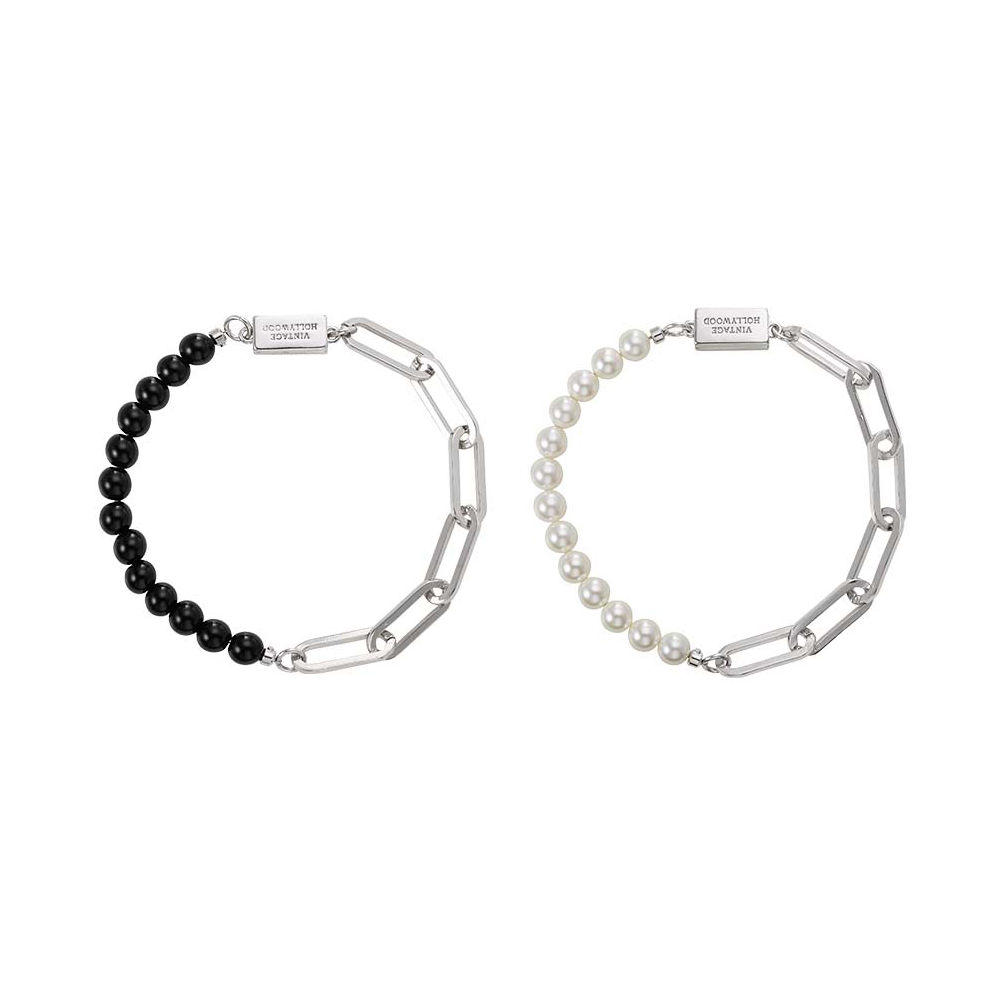 [10/12 순차출고]Chain Half Pearl Bracelet_VH2379BR012B