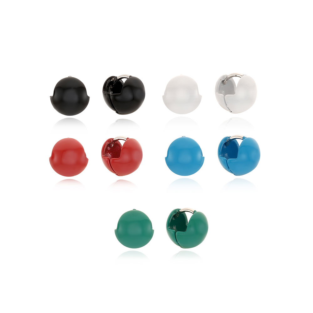 One-touch Color Ball Earrings_5color
